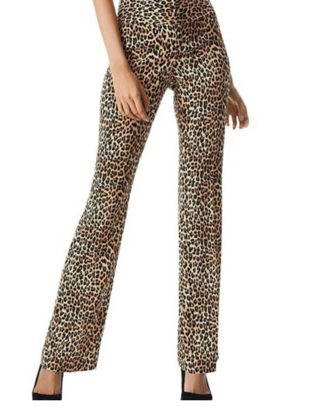 Alice + Olivia Leopard Print Flared Pants in Tan and Black
